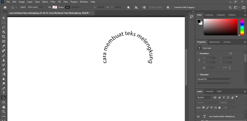 Cara Membuat Tulisan Melengkung Di Photoshop Dengan Mudah