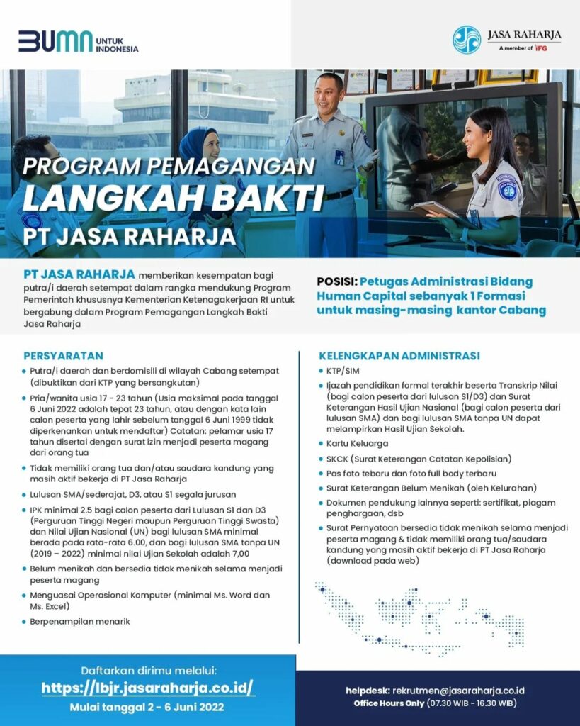 Cek Info Lowongan Kerja BUMN Jasa Raharja Juni 2022 Terbaru!